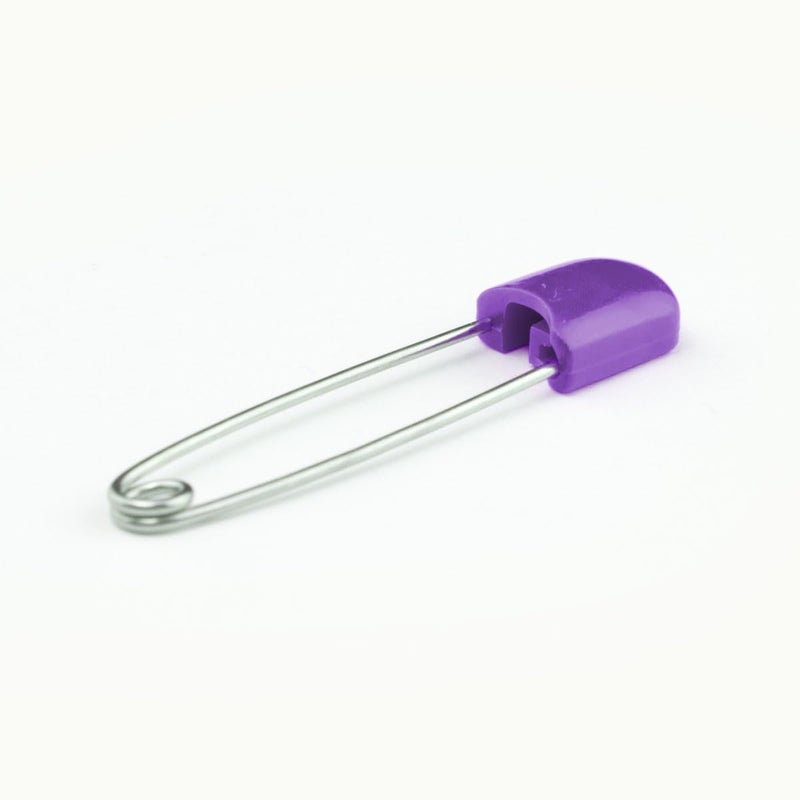 OsoCozy Cloth Diaper Nappy Pins 100 Packs - 100 Stainless Steel Safety Pins with Locking Plastic Heads. Durable, Safe and Cute 2.2 Inches Long (Purple) - Image 2